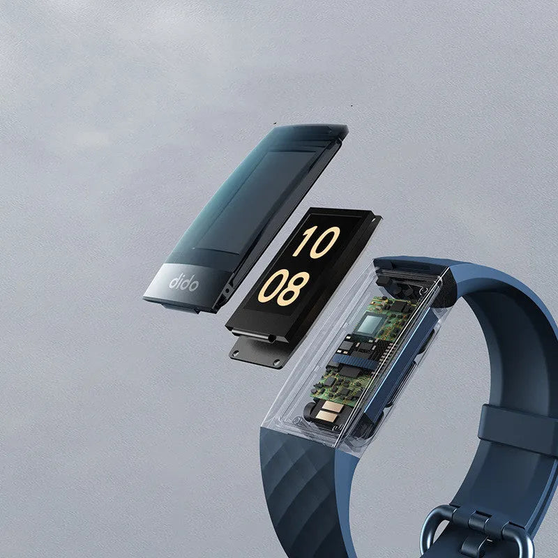 Black smart health bracelet with ECG and blood pressure monitoring on wrist