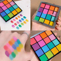Matte pearlescent eye shadow plate with 16 colours in a compact tray, suitable for dry skin, includes Flower Fairy theme