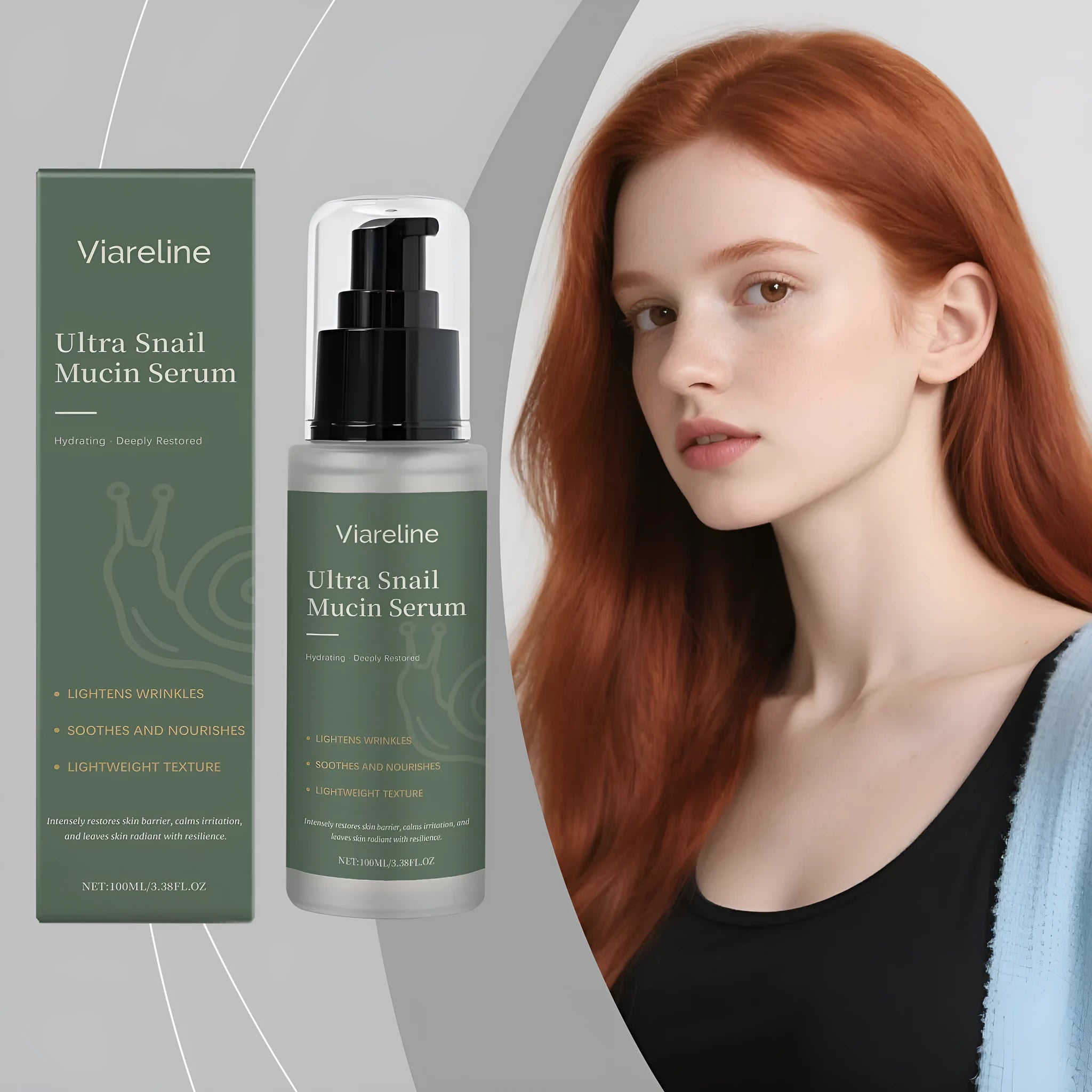 Moisturising snail filtrate essence liquid 100ml with centella extract in bottle