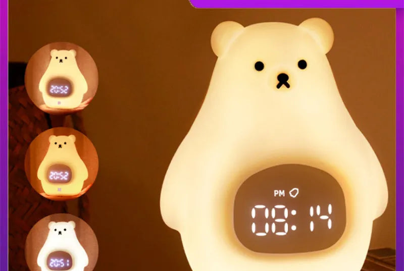 Big White Bear cartoon style silicone night light with remote control and sleeping timer