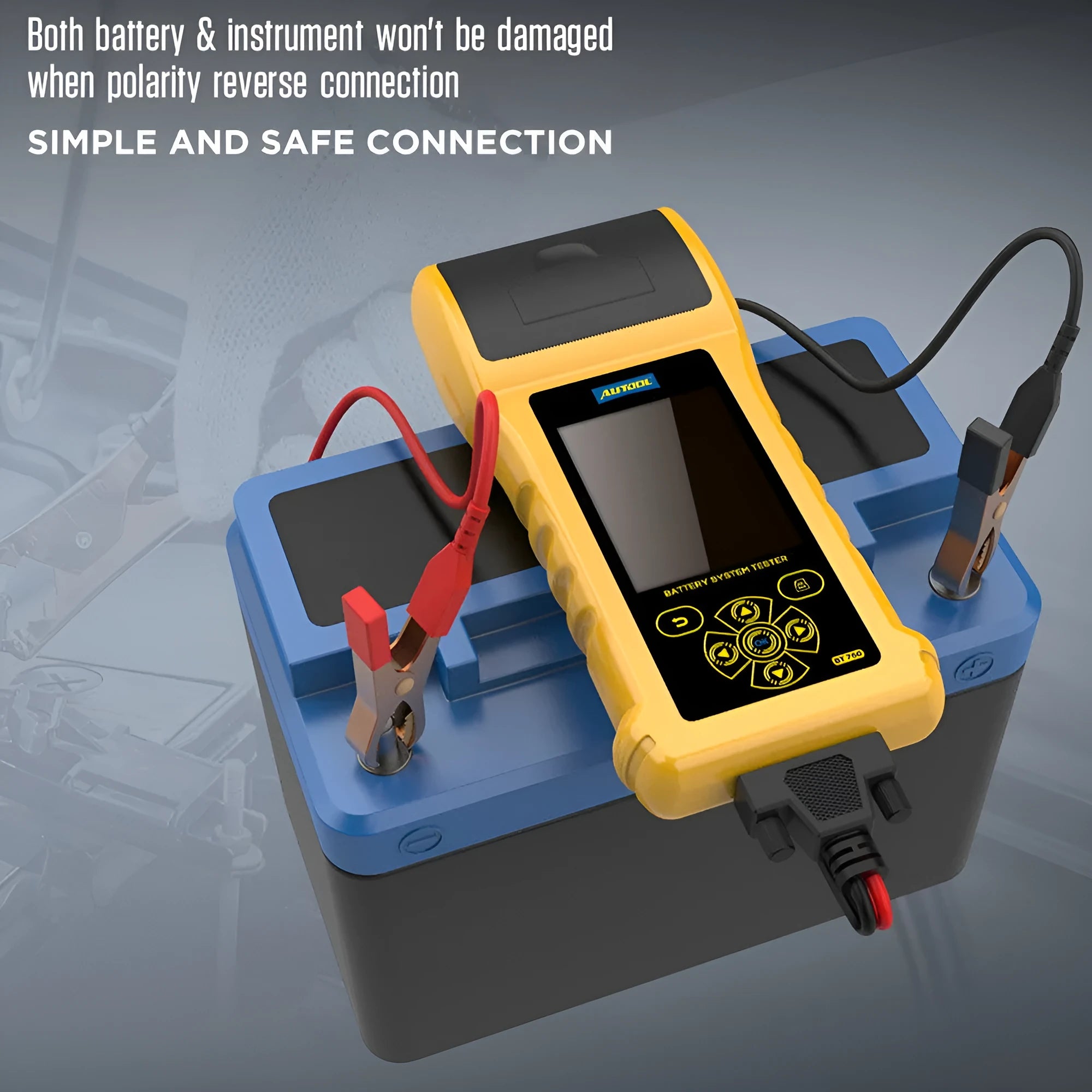Autool BT760 vehicle battery tester with colour screen and clip connectors for 12V 24V systems
