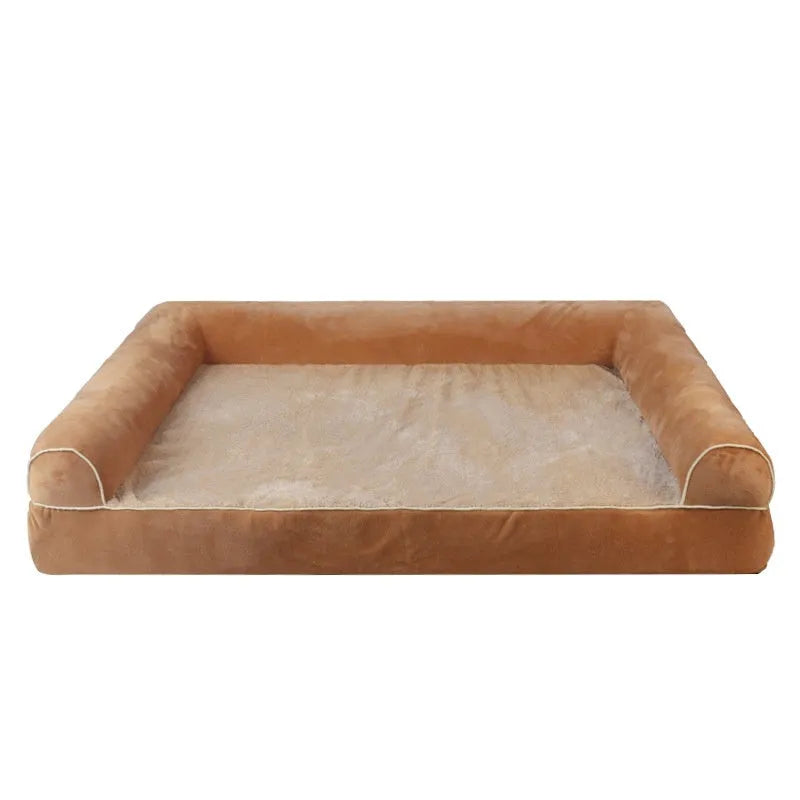 Square breathable cloth dog bed in dark gray available in multiple sizes for pets