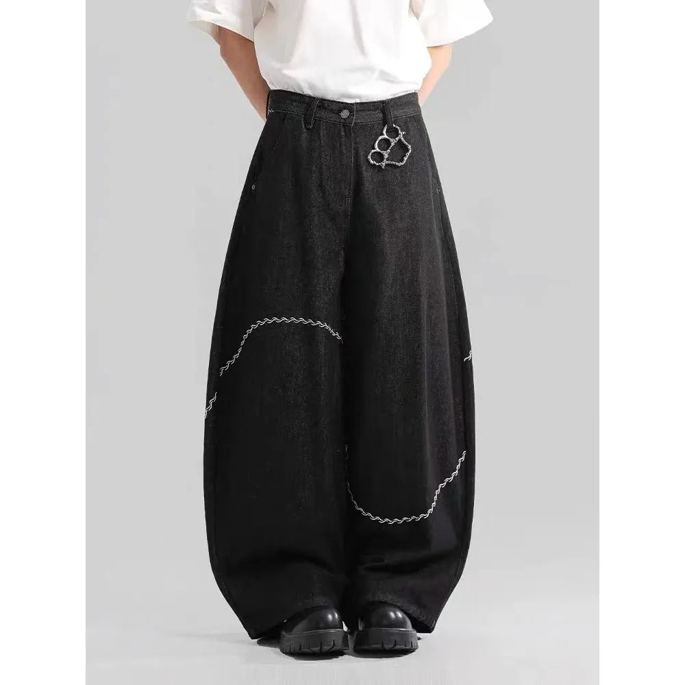 Black straight-leg trousers with mid-waist cut and micro-elastic polyester fabric for autumn winter wear