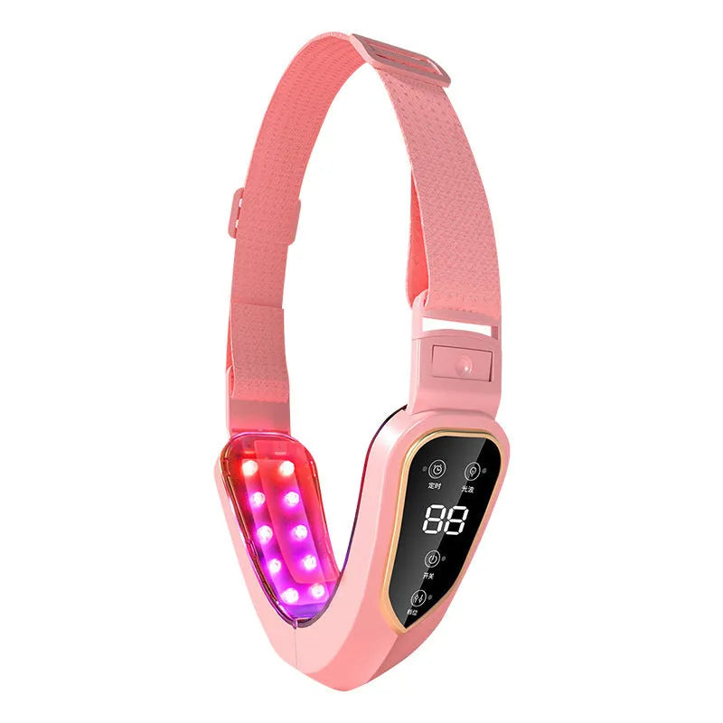 Face-lifting vibration massager in green with USB cable, ABS shell, 12 levels for small V face contouring