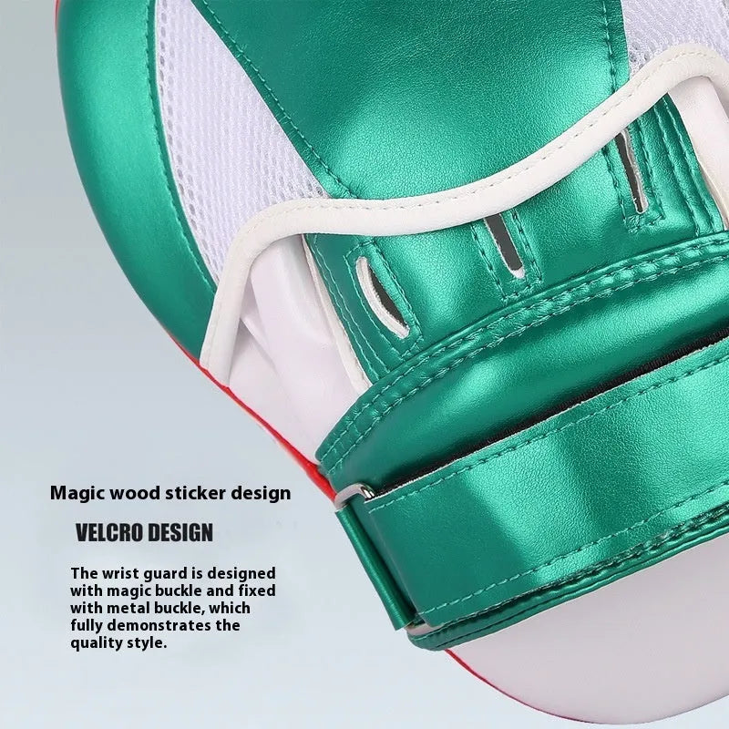 Vertical hanging PU leather boxing training target in gold or green colour with hanging rope