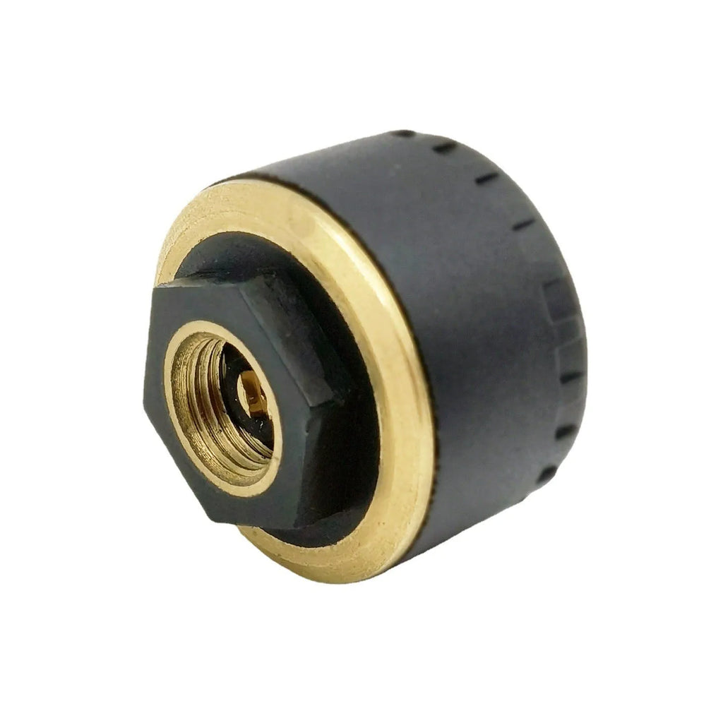Four black Bluetooth tyre pressure sensor caps for car with mobile phone display