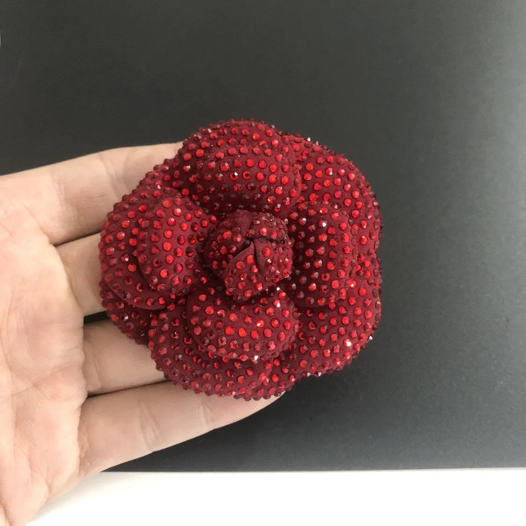 Genuine leather shoe ornament brooch with crystal accents in multiple colour options including black, apricot, and core white leather.