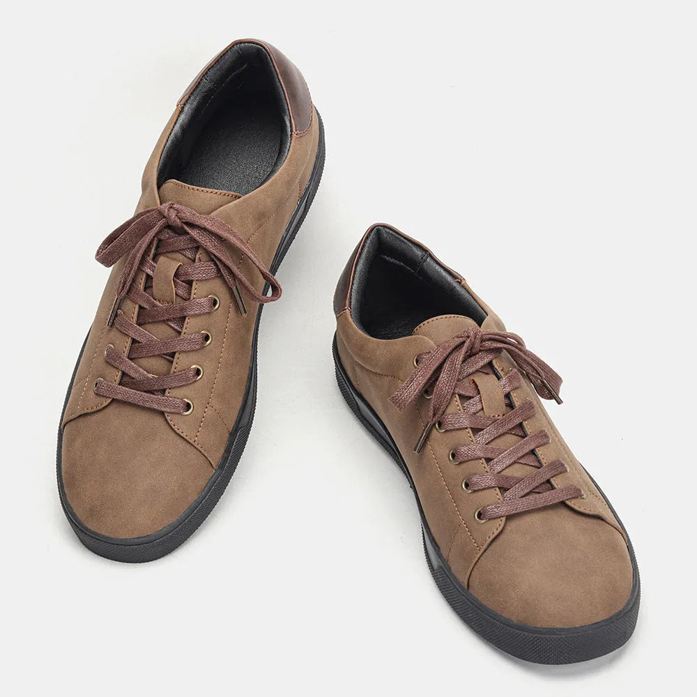 Men's casual board shoes with PU upper rubber sole and leather stitching low top flat heel size 40-46 three colours KD4276 KD4277 KD4278
