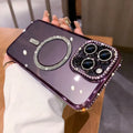 Wireless magnetic silicone iPhone case in Deep Purple, showing full-coverage, drop-resistant design.