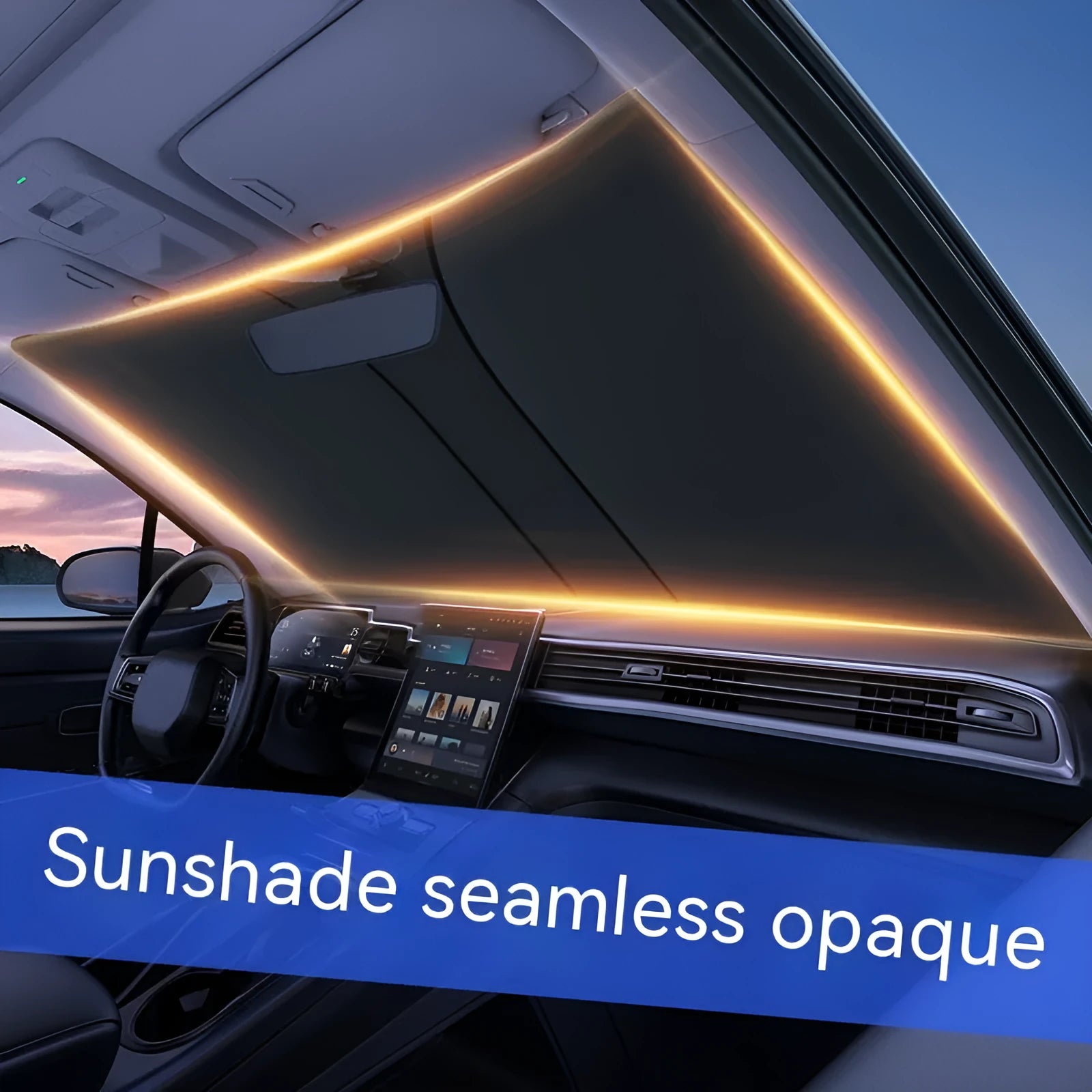 Car double ring front shield sun protection with titanium silver coating and NC fabric construction