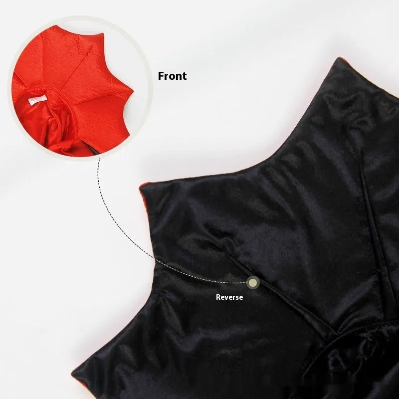 Black and red Halloween pet costume for cats and dogs made from polyester fabric