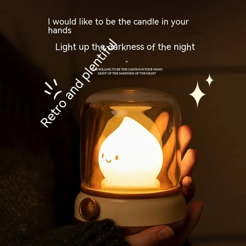 Retro small night lamp in green, USB rechargeable with two lighting modes, 100x108x124mm