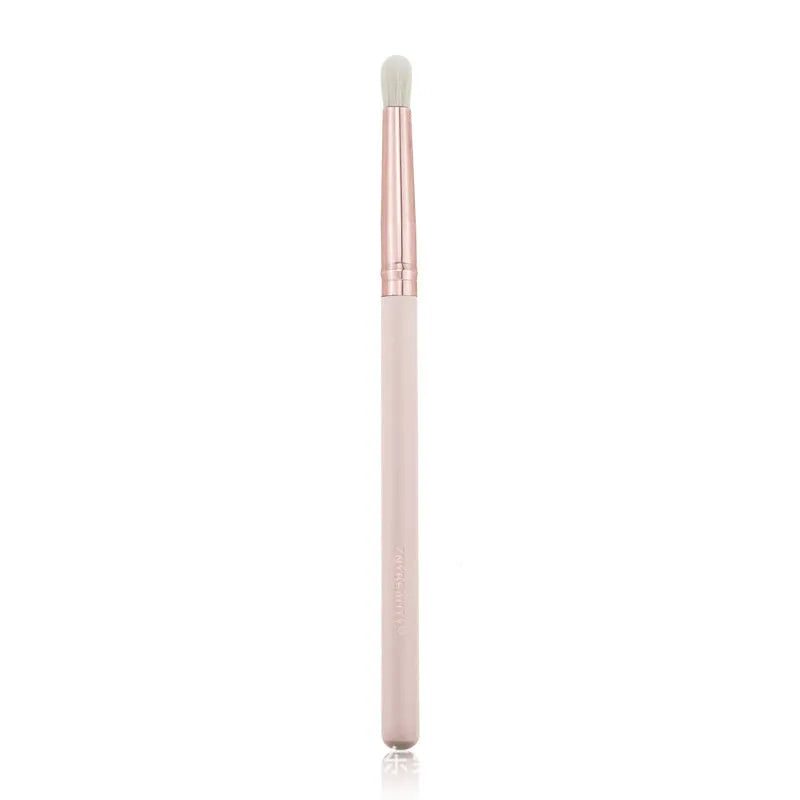 26 pink makeup brushes with wooden handles in a PU storage bag.