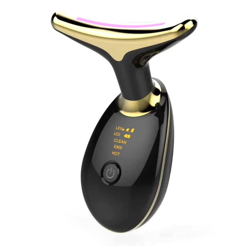 ES-1081 EMS thermal neck massager device with LED lights for skin tightening and wrinkle reduction.