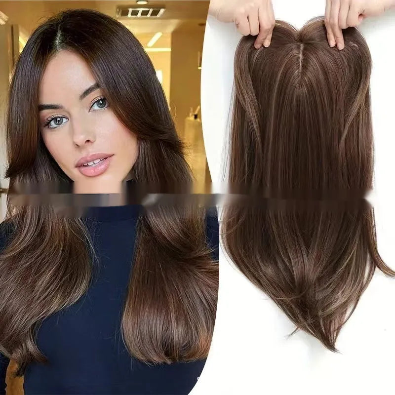 Women's high temperature fibre wig piece in Natural Black colour for hair supplement