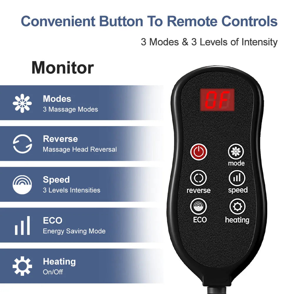 Shiatsu foot massager with heat kneading for calf, leg, and arm massage, USB powered, available in dark blue colour