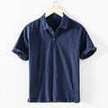 Men's loose fit linen casual shirt in solid colour available in multiple shades including milky white and navy blue