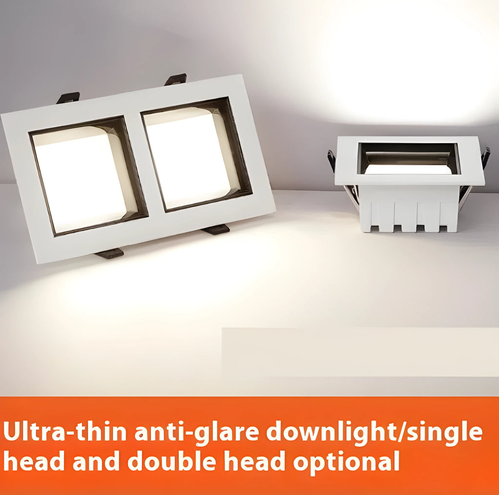 Ultra-thin square LED downlight in black finish with aluminium shell for ceiling grid installation