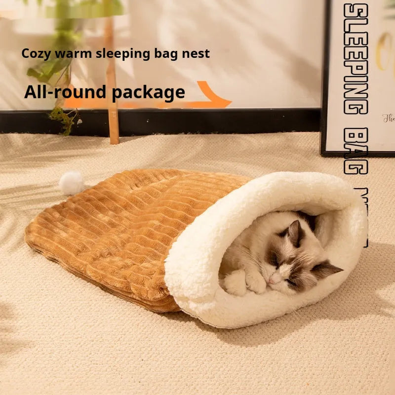 Flannel cat sleeping bag pet nest measuring 50 by 40 centimetres with PP cotton filling