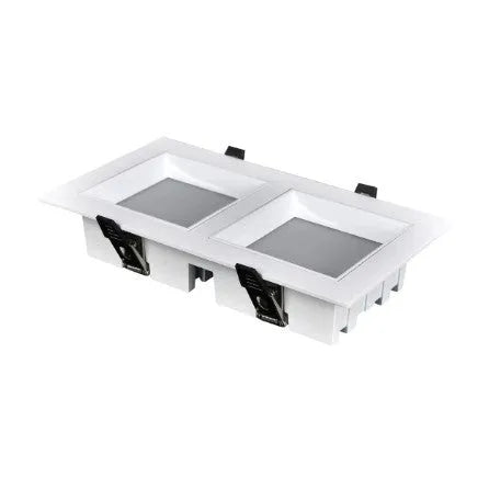 Ultra-thin square LED downlight in black finish with aluminium shell for ceiling grid installation