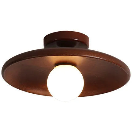 Solid wood and glass minimalist aisle ceiling lamp in wood or walnut colour.