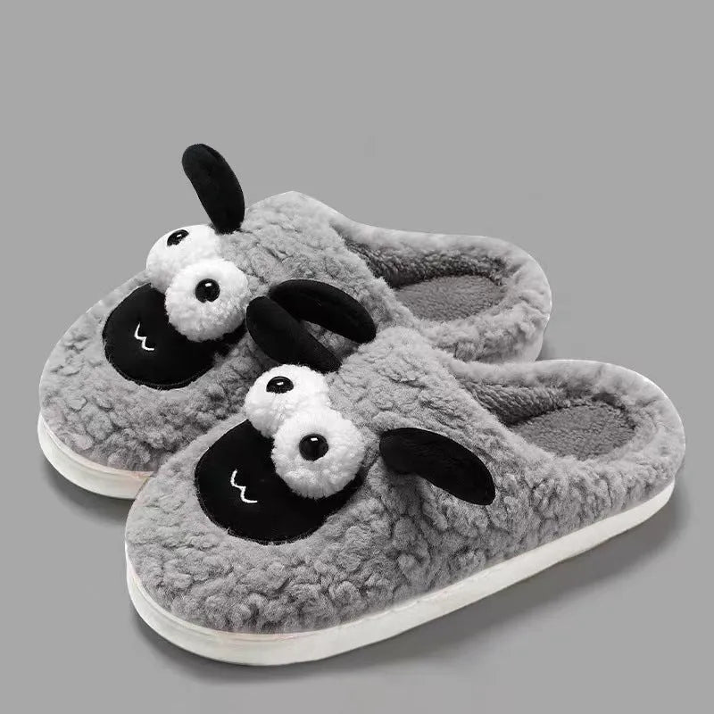 Brown thermal cotton slip-on slippers with suede upper and sewn PVC sole for indoor use.