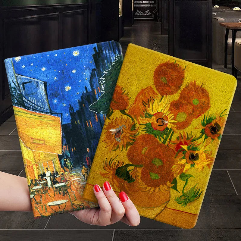 Handmade liquid silicone iPad flip case with floral decorative design