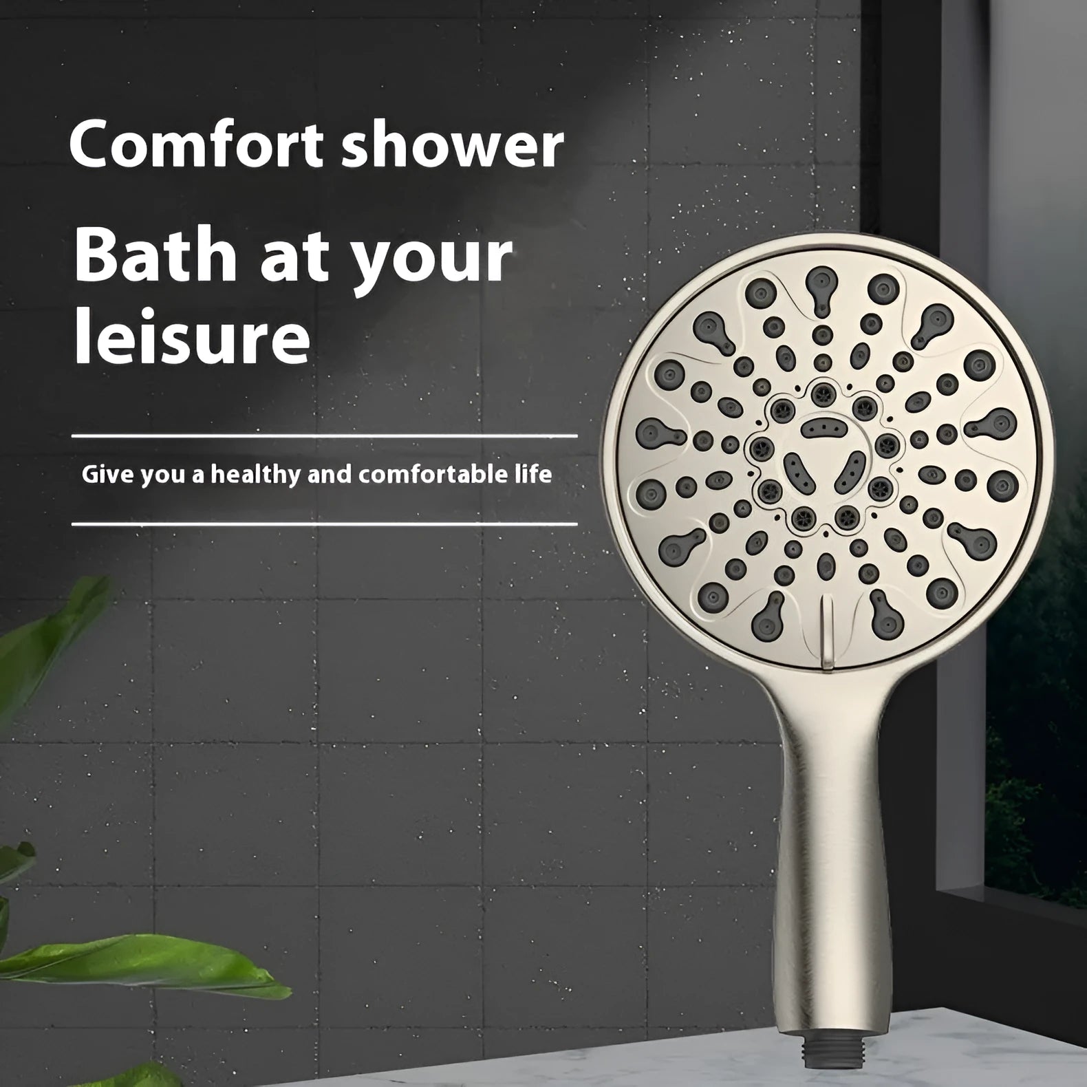 Six-function handheld shower head with electroplating finish and multiple spray modes