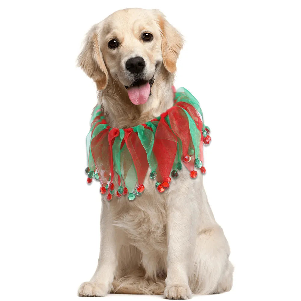 Tie-dye pattern dog collar in Christmas and Halloween designs with cloth construction
