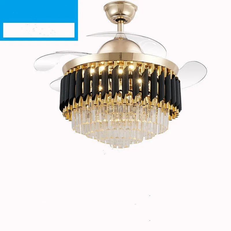 Crystal chandelier ceiling fan light with LED lighting and remote control in 42 or 48 inch sizes