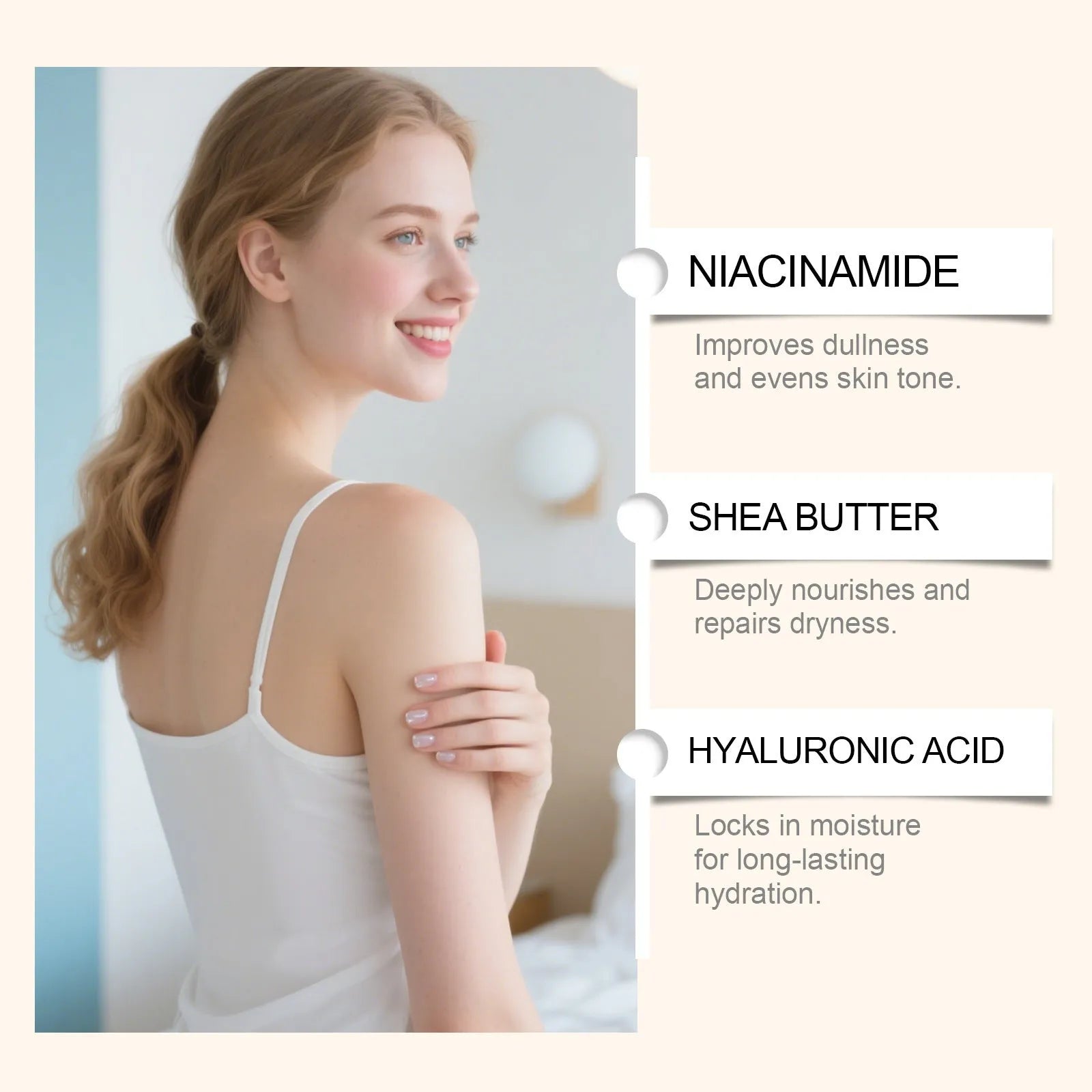 50g daily moisturising body lotion with non-sticky formula for universal skin types
