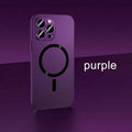 Aluminium alloy and PC magnetic iPhone case with lens protector for iPhone 12, 13, 14 models in black, blue, gold, purple, silver.