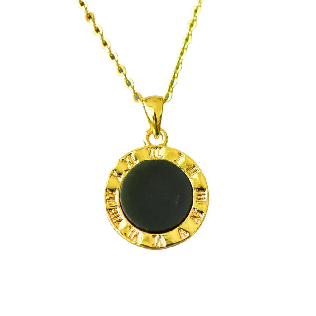 Copper inlaid Hetian grey jade pendant with ink blue accents on necklace chain