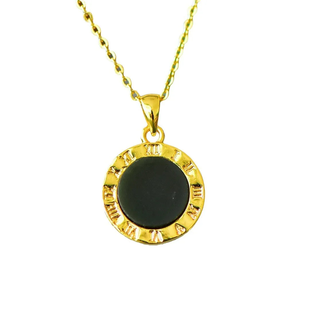 Copper inlaid Hetian grey jade pendant with ink blue accents on necklace chain