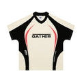 Men's loose fit black t-shirt with a white letters print and short sleeves.