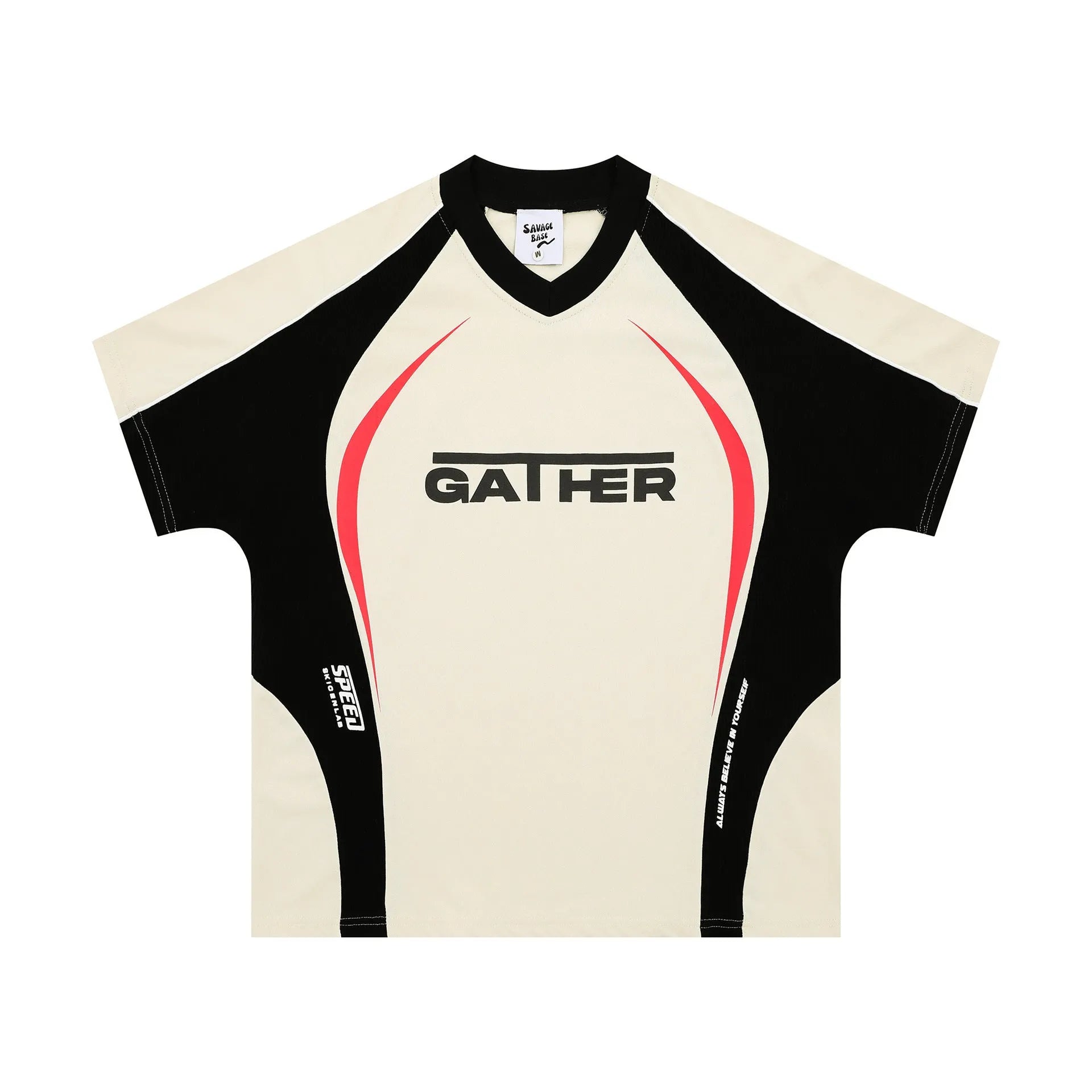 Men's loose fit black t-shirt with a white letters print and short sleeves.