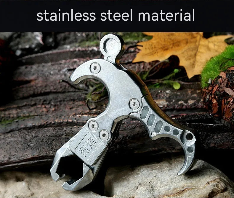 Close-up of a zinc alloy archery release aid showing its two-axis harpoon clip mechanism.