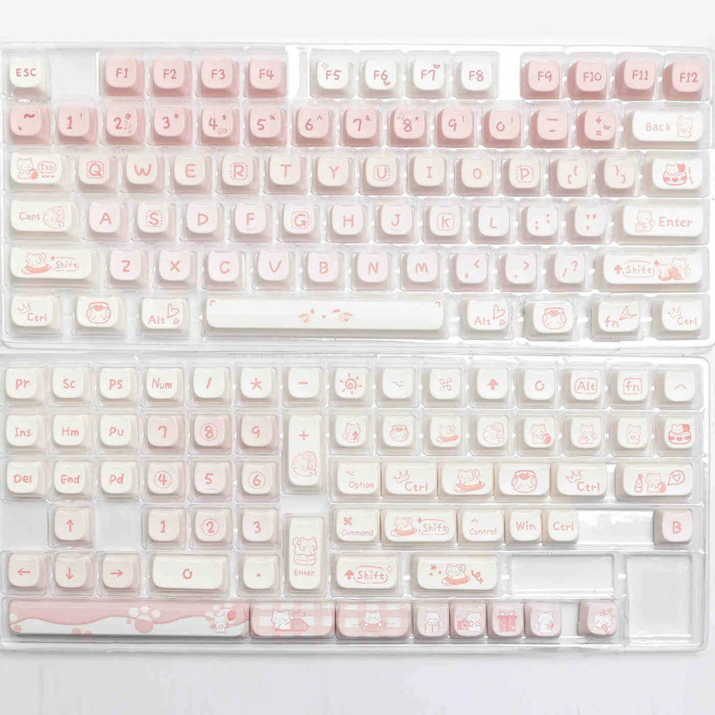 Full set of PBT sublimation keycaps for mechanical keyboard showing 26mm key size