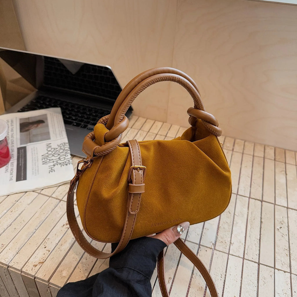 Retro Korean style PU handbag with flap closure and letter detail, 22x7x13cm horizontal square shape