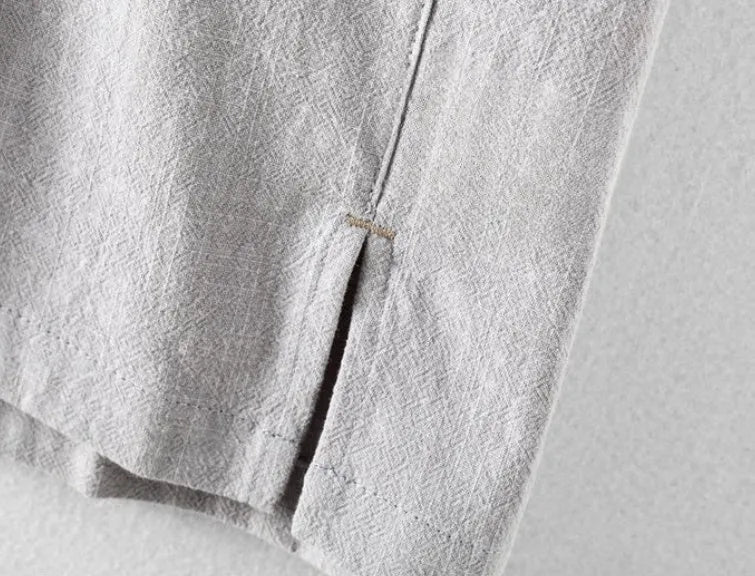 Men's loose fit linen casual shirt in solid colour available in multiple shades including milky white and navy blue
