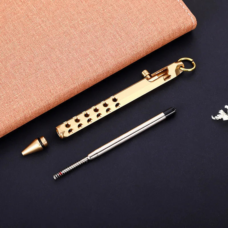 Brass hexagonal roller pen with retro six-angle design and 0.5mm tip