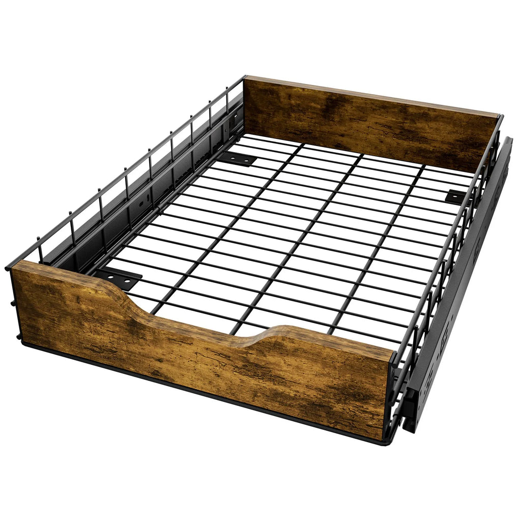 Black wood and iron pull basket drawer storage rack unit 30cm