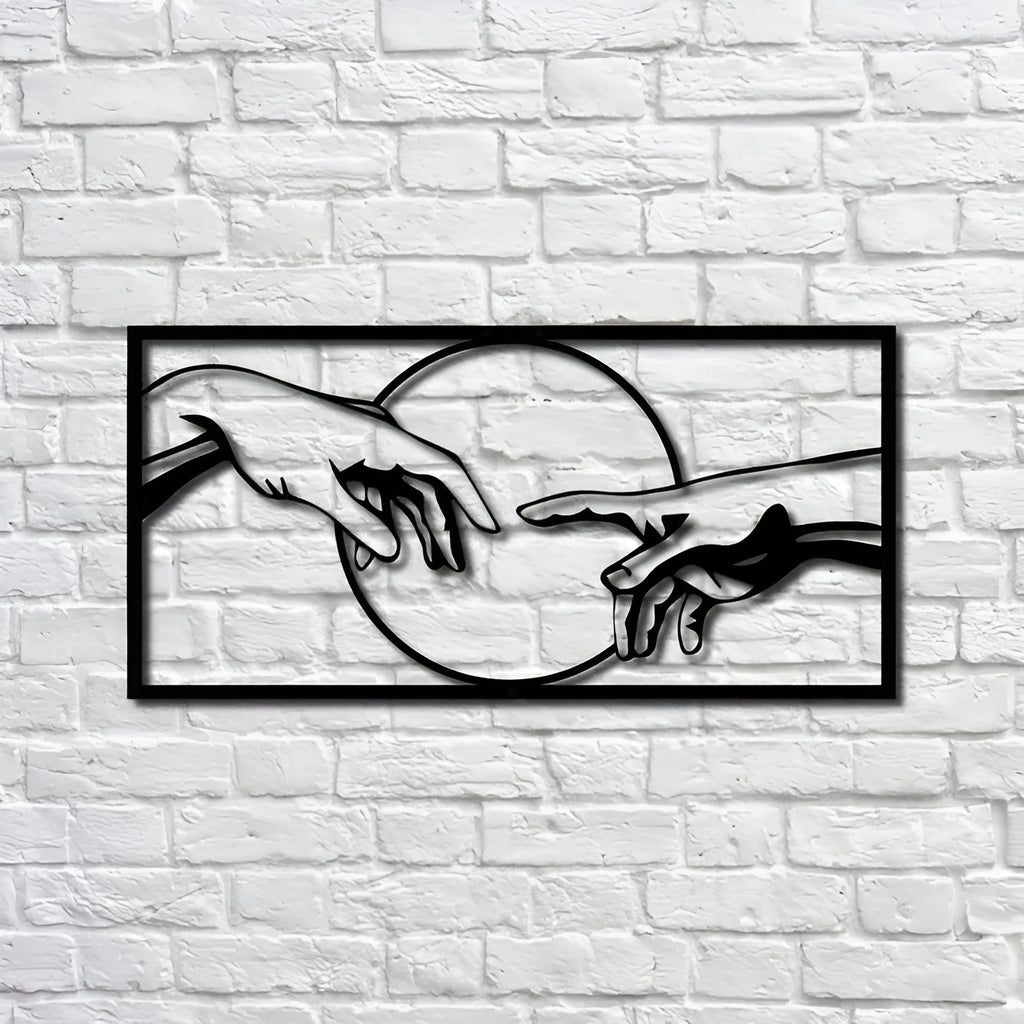 Modern black metal geometric wall art made of iron, size 19.5 by 40 centimetres, for home decor
