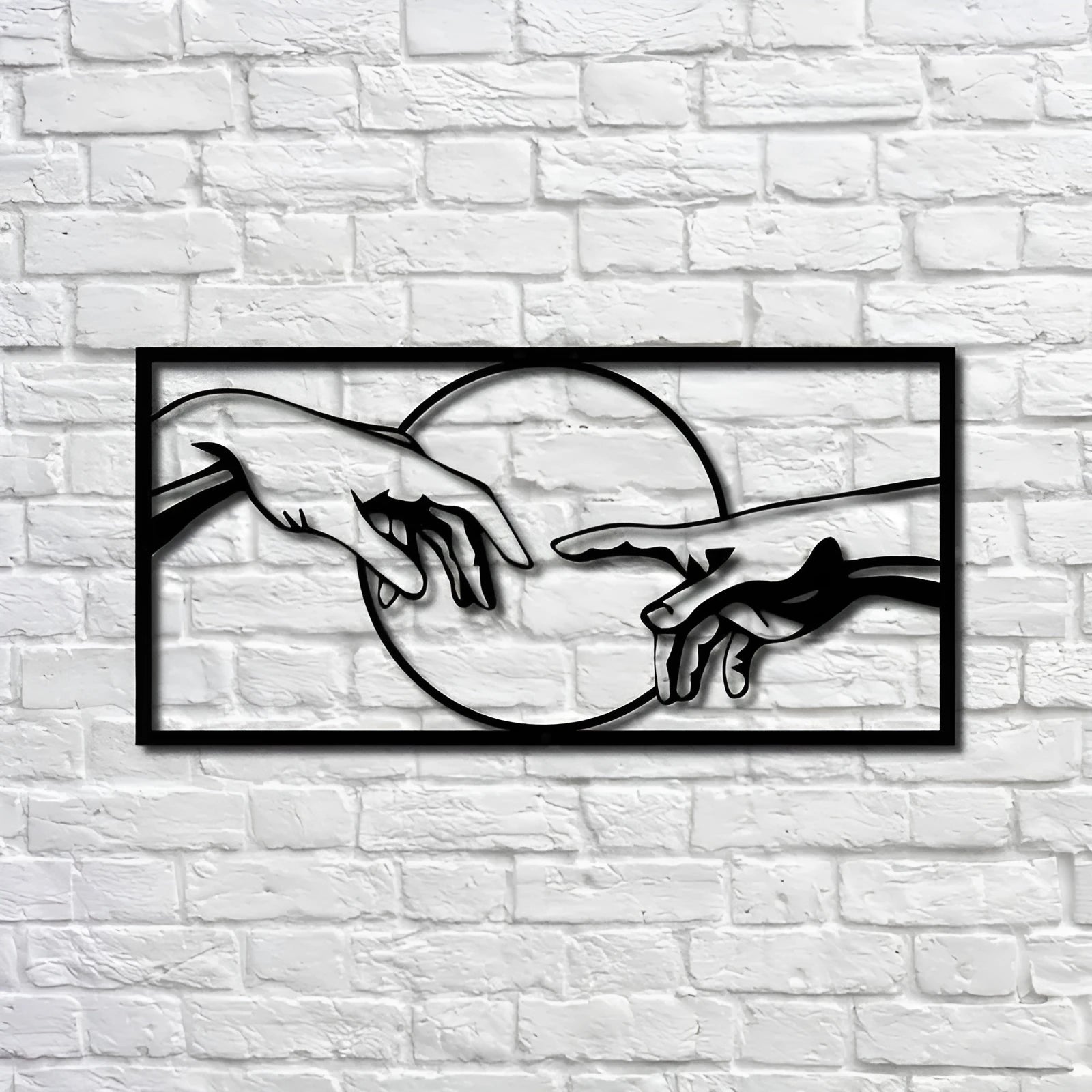 Modern black metal geometric wall art made of iron, size 19.5 by 40 centimetres, for home decor
