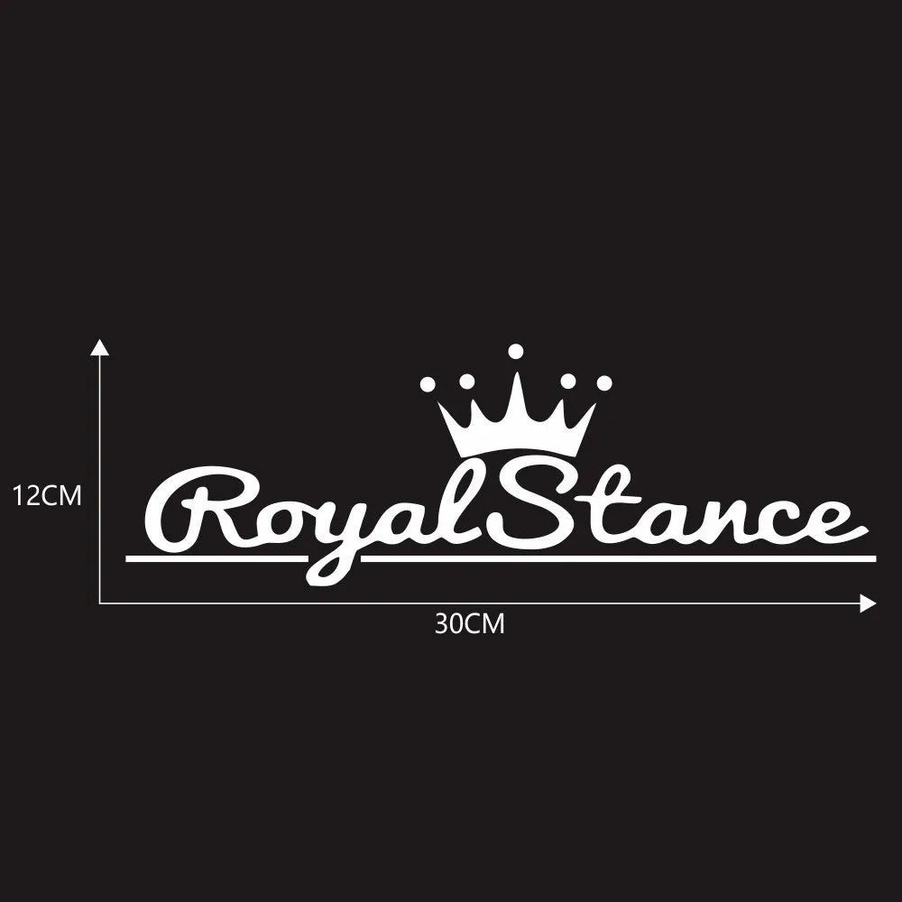 Large reflective crown-shaped car sticker on a vehicle window, showing black, white and colour options.
