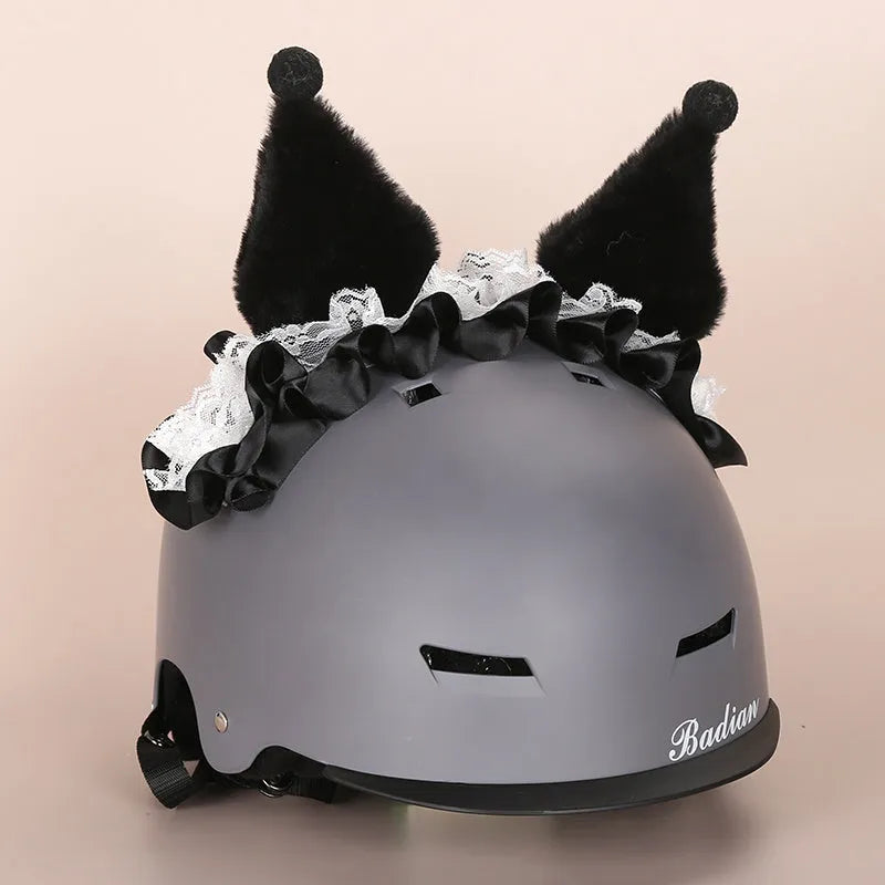 A soft plush cartoon character helmet cover for ears, shown in M size.