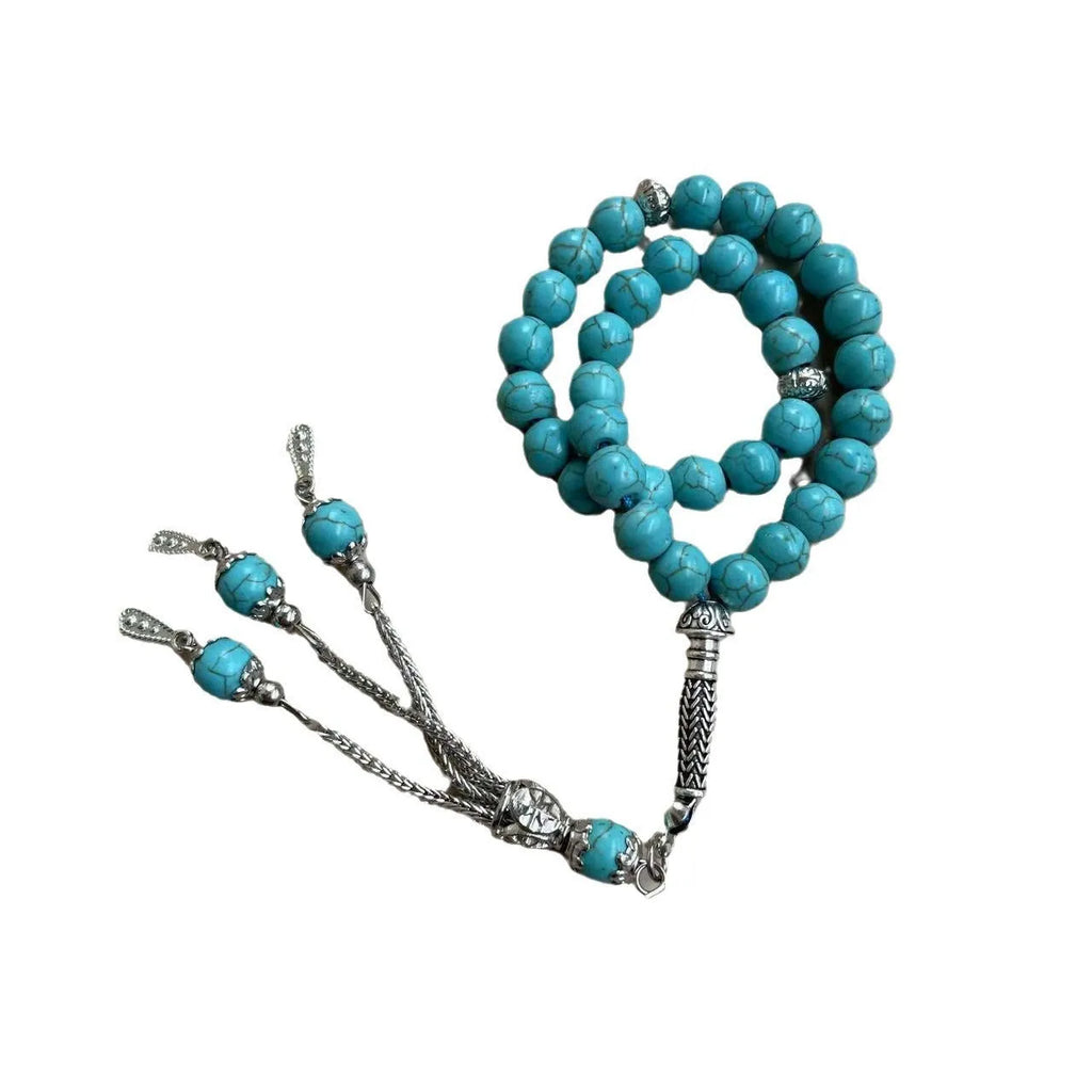 Sky blue stone Muslim prayer bracelet with 8mm beads for daily worship counting