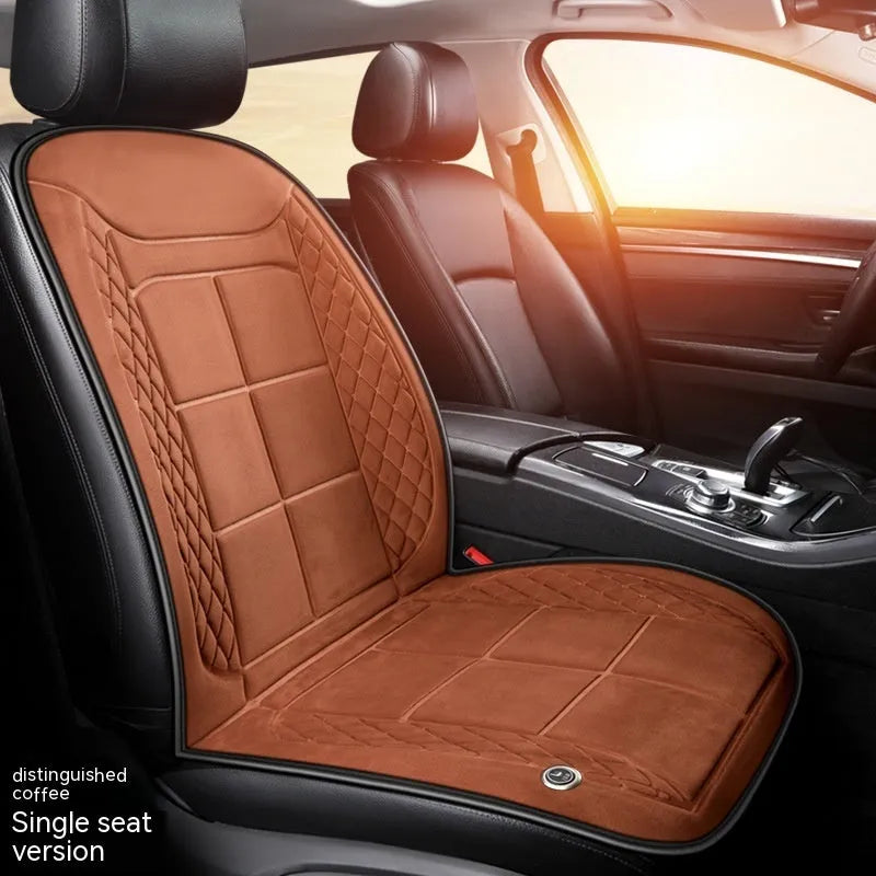 Car heating cushion with automatic temperature control in beige, black or coffee colours