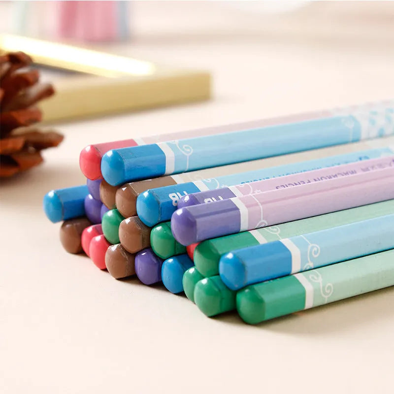 Basswood thermal transfer pencil with six-angle rod design on drafting paper