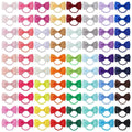 80 piece set of multi-coloured baby hair ties with grosgrain ribbon bows for infants and toddlers